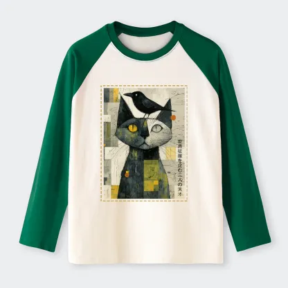 Tokyo-Tiger The Cat And The Crow Are Planning To Rule The World Raglan Long Sleeve T-shirt