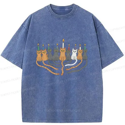 Tokyo-Tiger Hanukkah Cat Washed T-Shirt