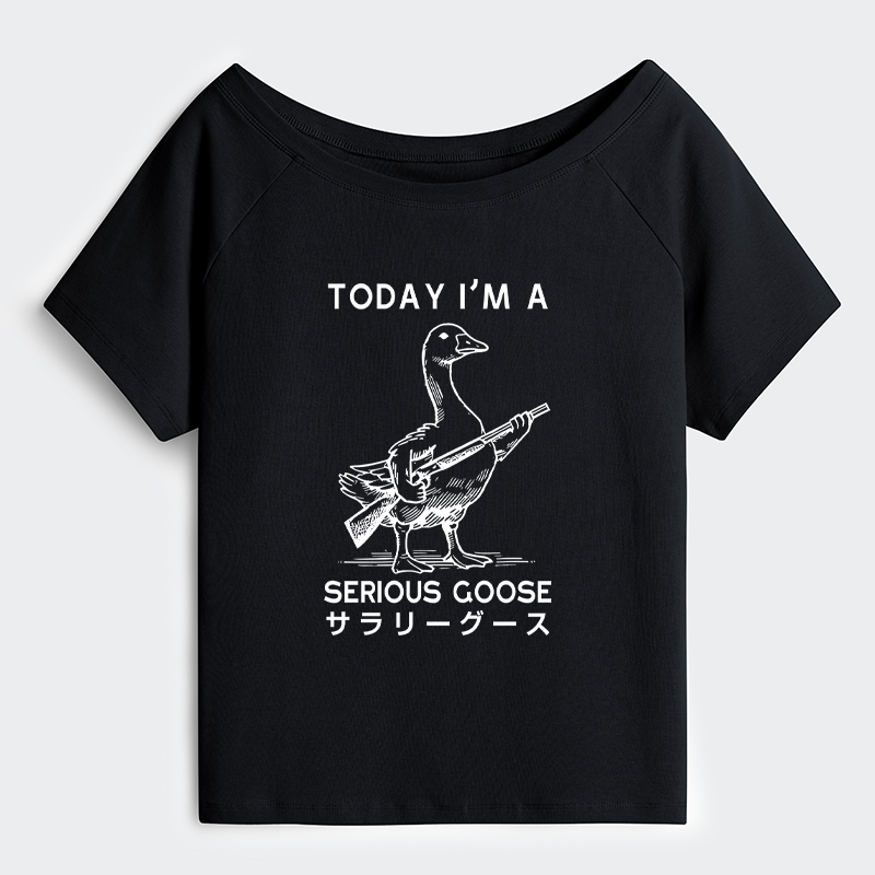 Tokyo-Tiger Serious Stupid Goose Off Shoulder T-Shirt
