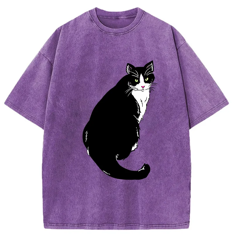 Tokyo-Tiger Elegant Cat Washed T-Shirt