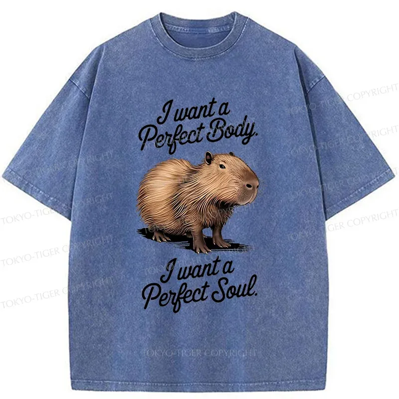 Tokyo-Tiger Capybaras Want Perfection Washed T-Shirt