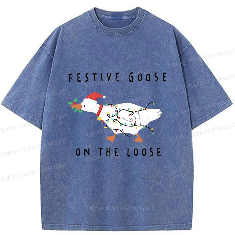 Tokyo-Tiger Stupid Goose Christmas Washed T-Shirt