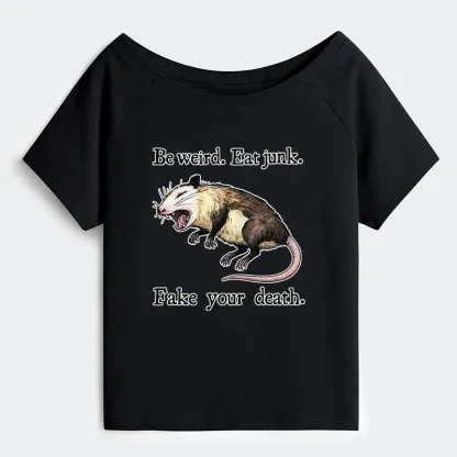 Tokyo-Tiger Possum Playing Dead Off Shoulder T-Shirt