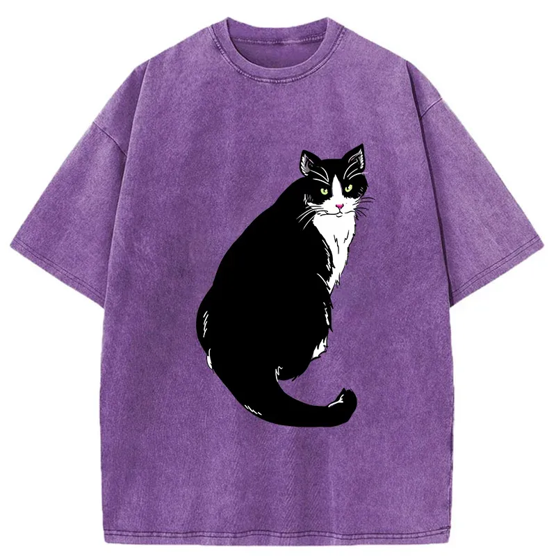 Tokyo-Tiger Elegant Cat Washed T-Shirt