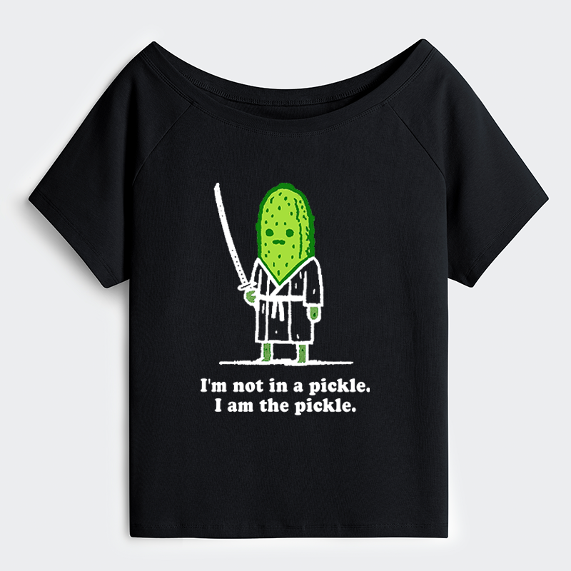Tokyo-Tiger Funny Cucumber Samurai Off Shoulder T-Shirt