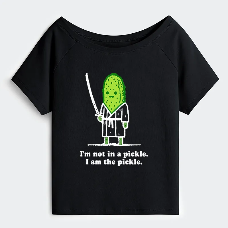 Tokyo-Tiger Funny Cucumber Samurai Off Shoulder T-Shirt