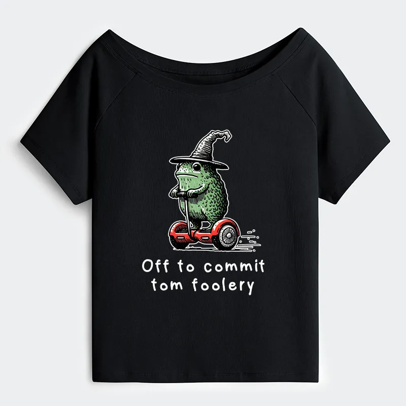 Tokyo-Tiger Frog Riding A Balance Scooter Off Shoulder T-Shirt