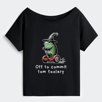 Tokyo-Tiger Frog Riding A Balance Scooter Off Shoulder T-Shirt