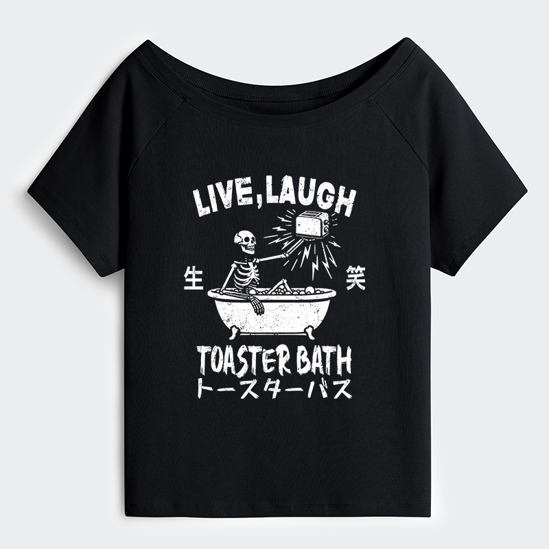 Tokyo-Tiger Funny Electric Shock Skeleton Off Shoulder T-Shirt