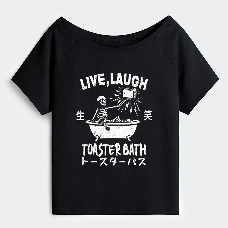 Tokyo-Tiger Funny Electric Shock Skeleton Off Shoulder T-Shirt