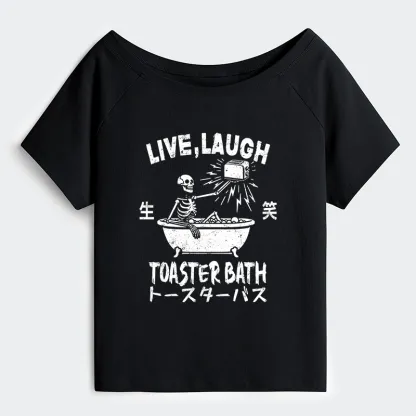 Tokyo-Tiger Funny Electric Shock Skeleton Off Shoulder T-Shirt