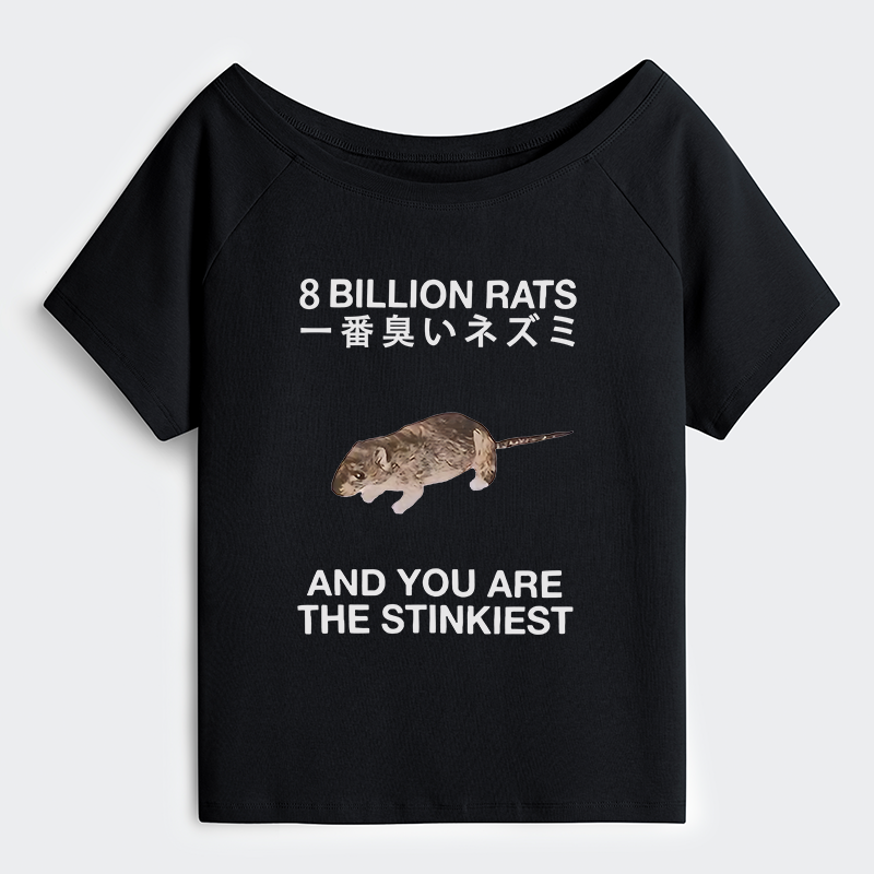 Tokyo-Tiger World's Stinkiest Rat Off Shoulder T-Shirt