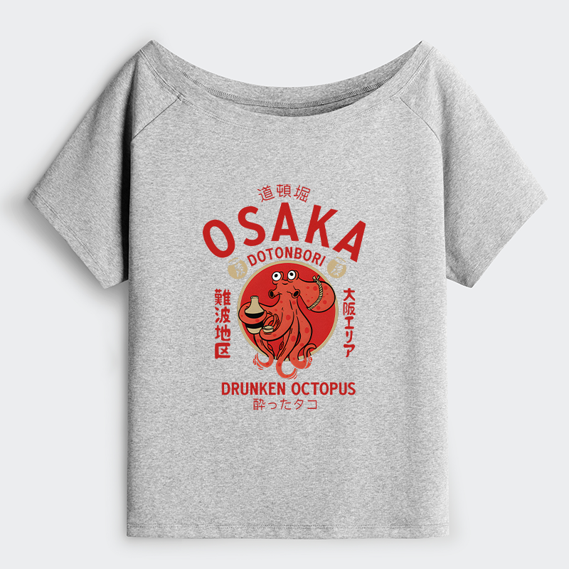 Tokyo-Tiger Drunken Octopus Japan Off Shoulder T-Shirt