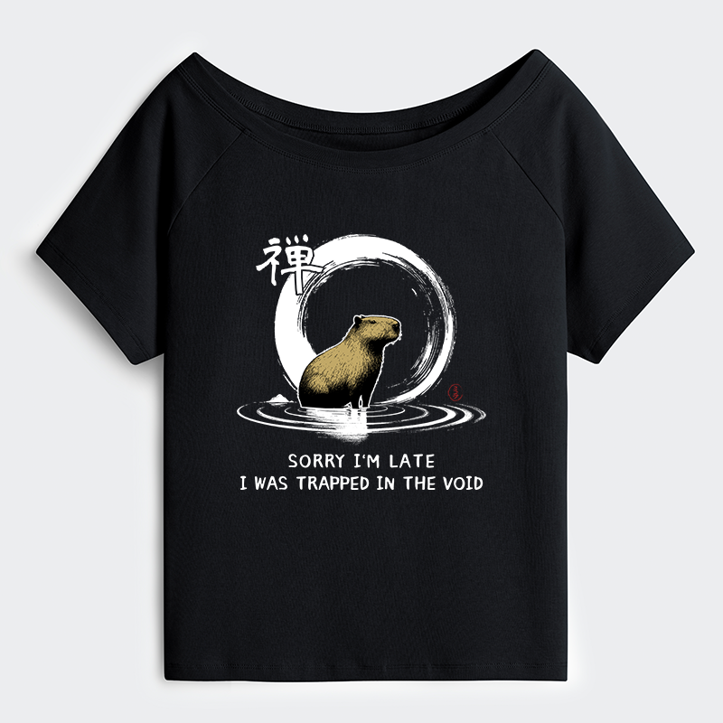 Tokyo-Tiger Zen Capybara Was Trapped In The Void Off Shoulder T-Shirt