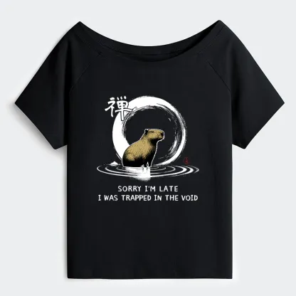 Tokyo-Tiger Zen Capybara Was Trapped In The Void Off Shoulder T-Shirt