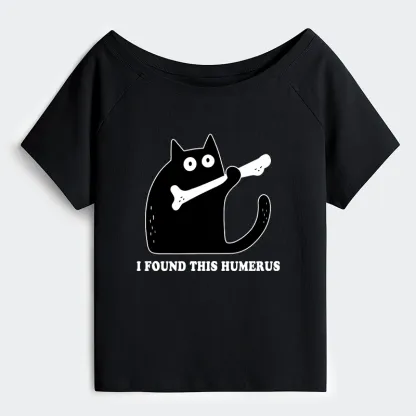 Tokyo-Tiger Cat Found This Humerus Off Shoulder T-Shirt
