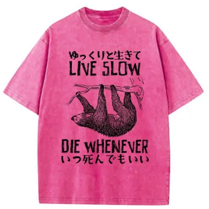 Tokyo-Tiger Slow-living Sloth Washed T-Shirt