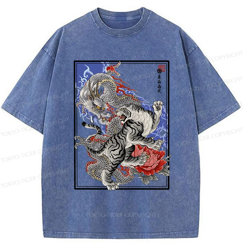 Tokyo-Tiger Dragon And Tiger Washed T-Shirt
