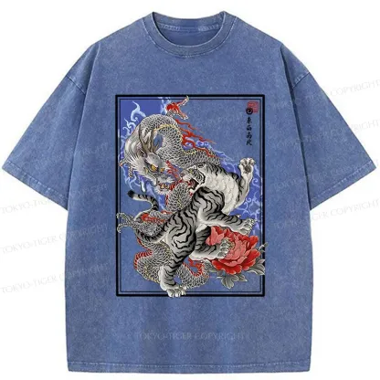 Tokyo-Tiger Dragon And Tiger Washed T-Shirt