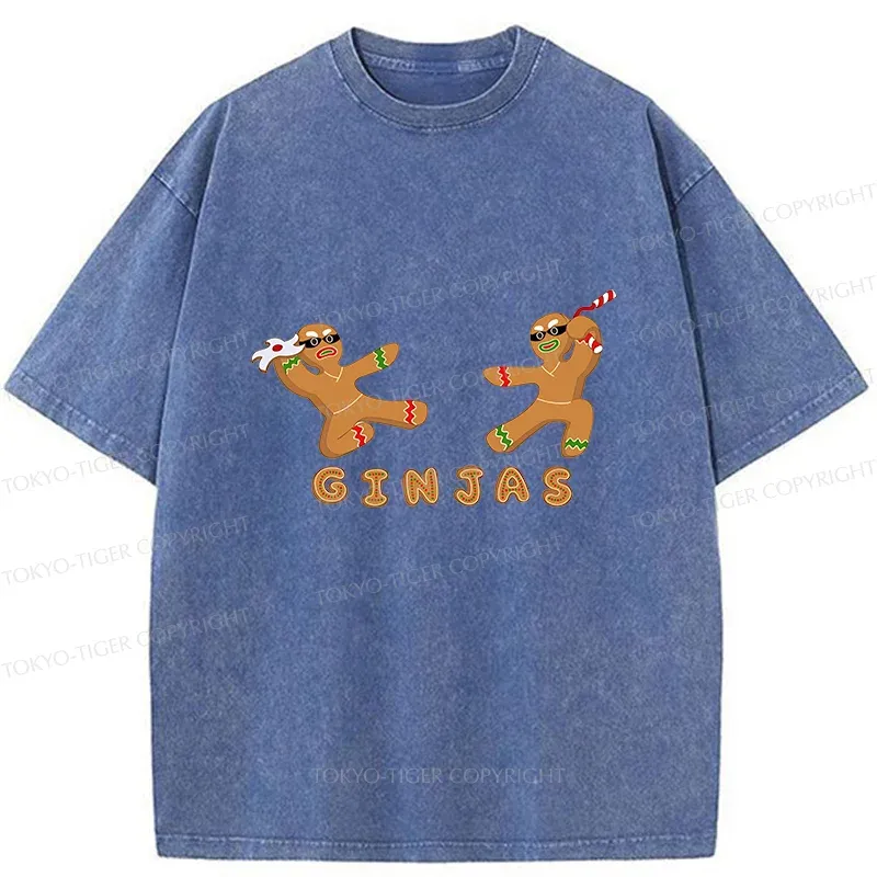 Tokyo-Tiger Gingerbread Ninja Washed T-Shirt Sale