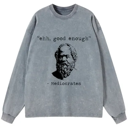 Tokyo-Tiger Mediocrates Meme Washed Long Sleeve T-Shirt