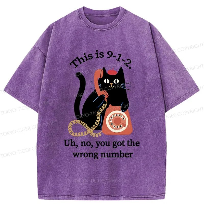 Tokyo-Tiger Cat Makes A Phone Call Washed T-Shirt