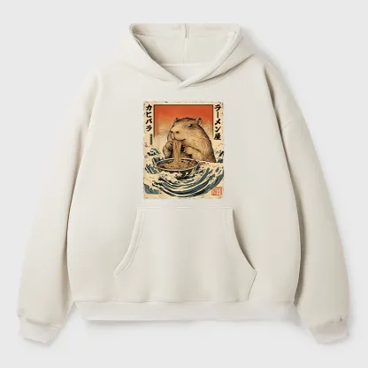 Tokyo-Tiger Hamster Eating Ramen Fleece Hoodie