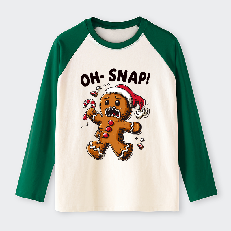Tokyo-Tiger Oh Snap The Gingerbread Man's Christmas Chaos Raglan Long Sleeve T-shirt