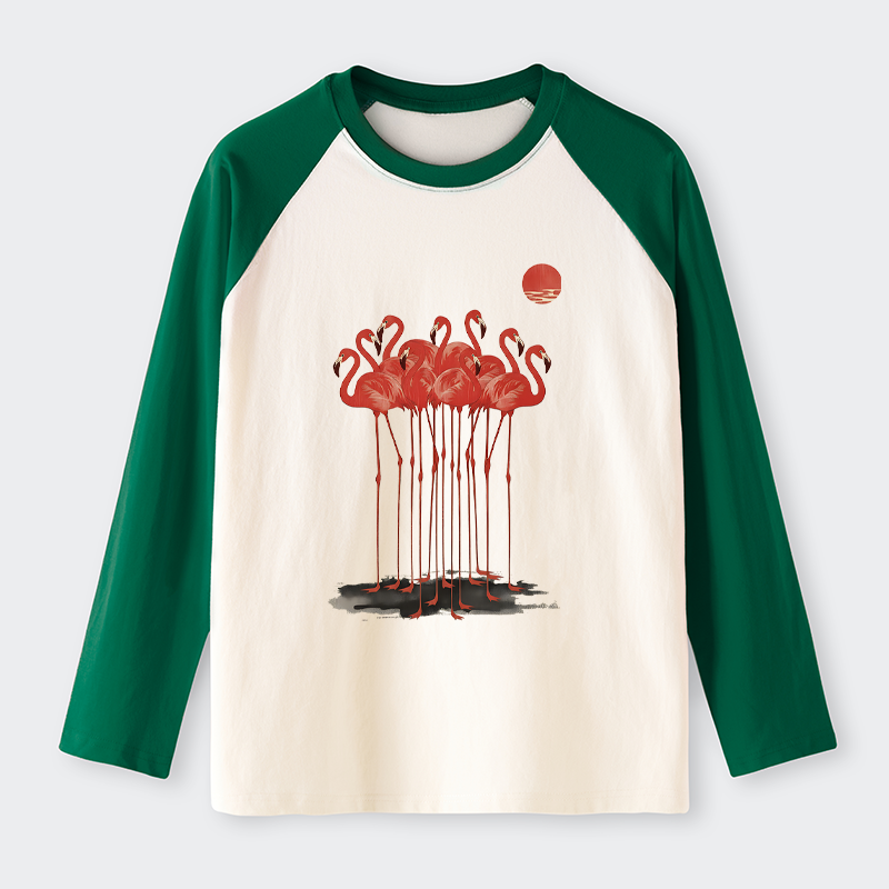 Tokyo-Tiger Flamingos at Dusk Raglan Long Sleeve T-shirt