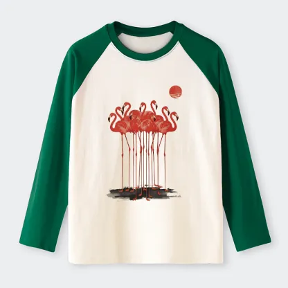 Tokyo-Tiger Flamingos at Dusk Raglan Long Sleeve T-shirt