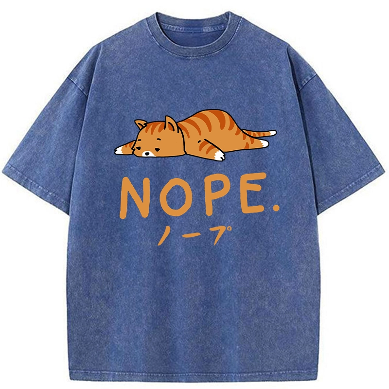 Tokyo-Tiger Cute Lying Cat Washed T-Shirt