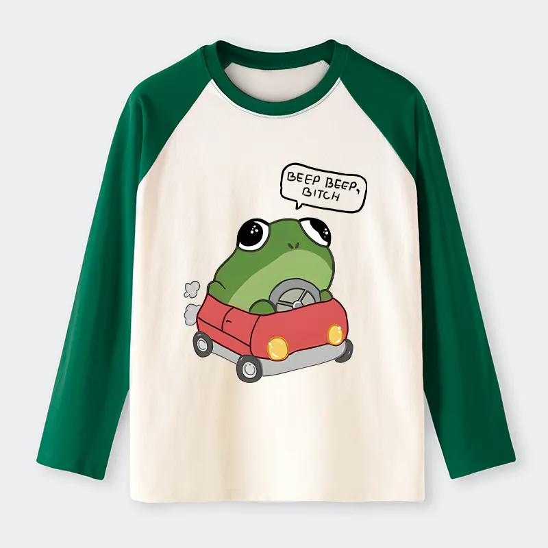 Tokyo-Tiger Frog Driving Raglan Long Sleeve T-shirt
