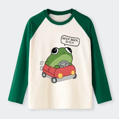 Tokyo-Tiger Frog Driving Raglan Long Sleeve T-shirt