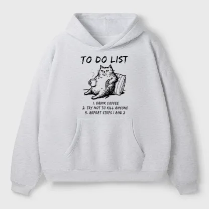 Tokyo-Tiger Cat's To-Do List Aldult Fleece Hoodie
