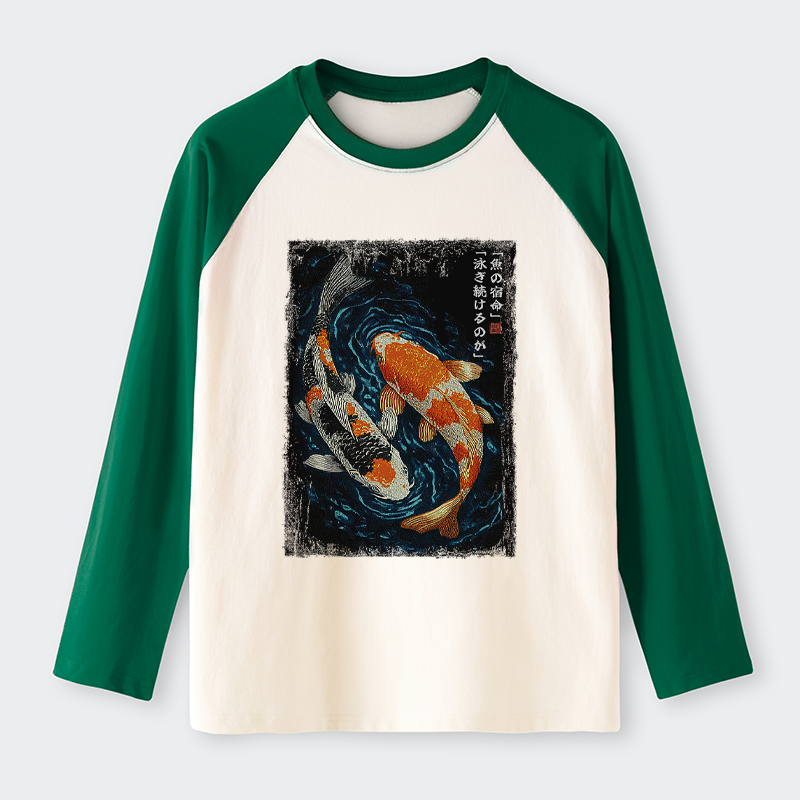 Tokyo-Tiger Eternal Currents: The Life Of A Fish Raglan Long Sleeve T-shirt