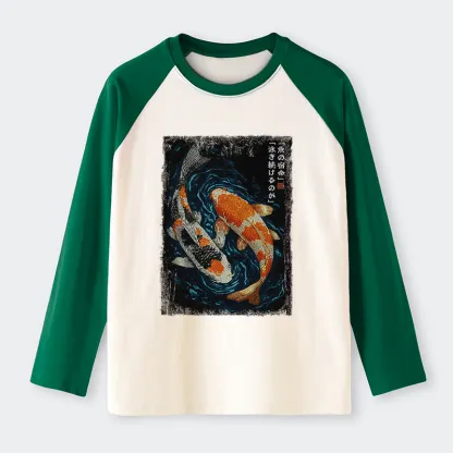 Tokyo-Tiger Eternal Currents: The Life Of A Fish Raglan Long Sleeve T-shirt