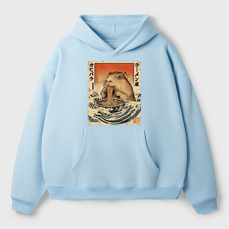 Tokyo-Tiger Hamster Eating Ramen Aldult Fleece Hoodie