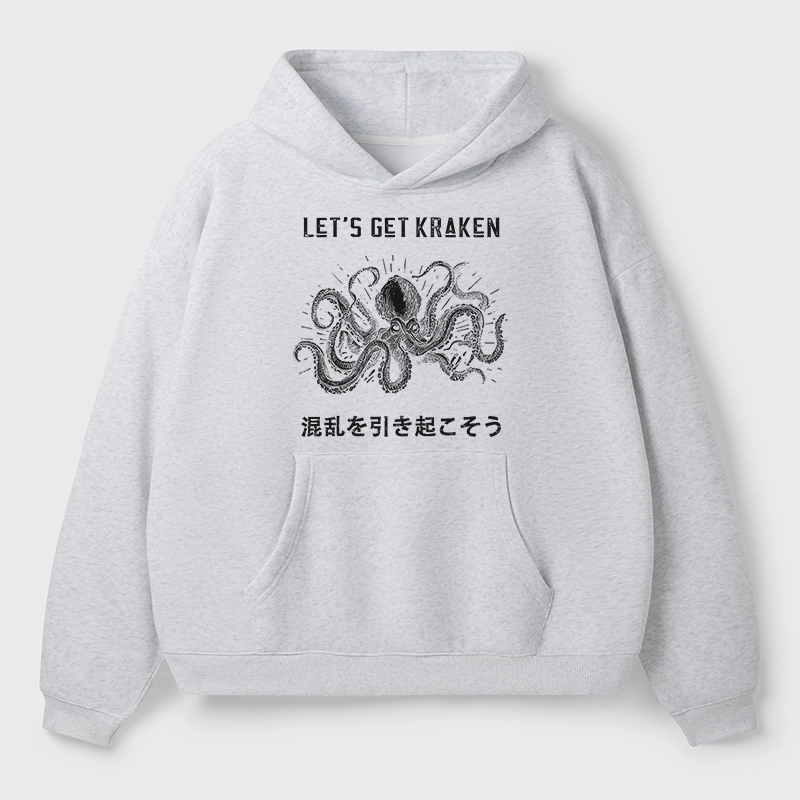 Tokyo-Tiger Funny Octopus：Let’s Get Kraken Aldult Fleece Hoodie