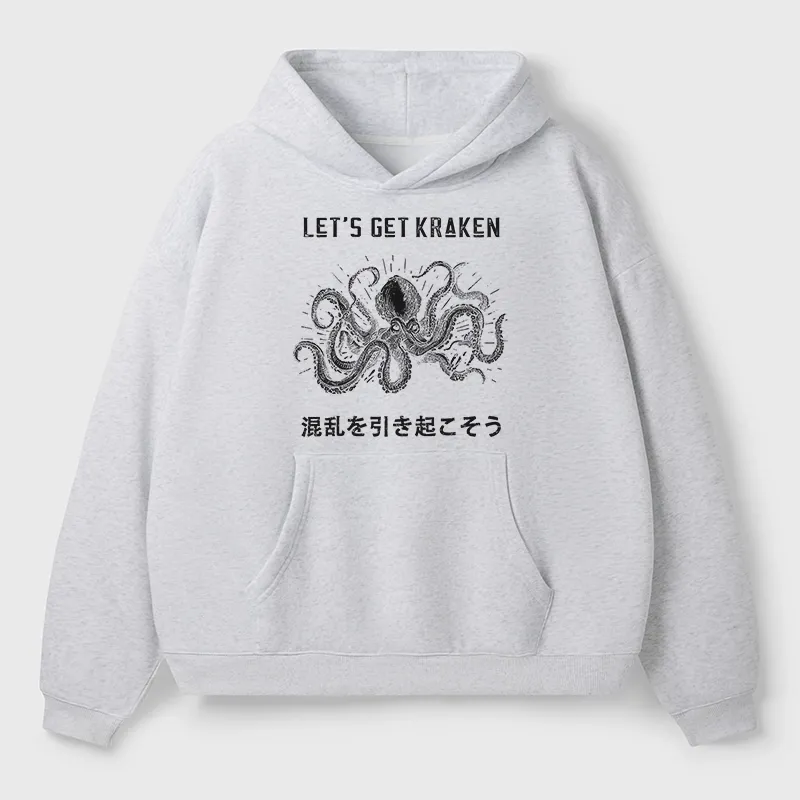 Tokyo-Tiger Funny Octopus：Let’s Get Kraken Aldult Fleece Hoodie