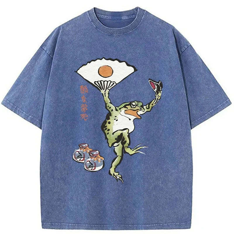 Tokyo-Tiger Dancing Frog Japanese Washed T-Shirt