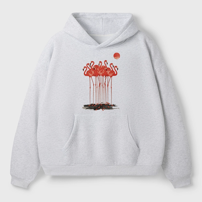 Tokyo-Tiger Flamingos at Dusk Aldult Fleece Hoodie