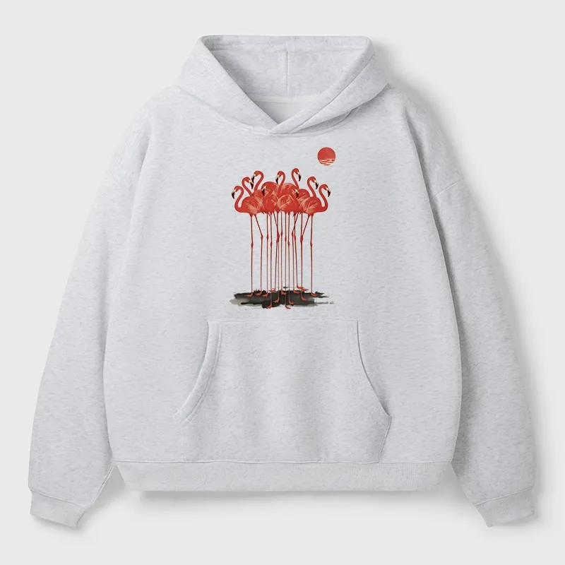 Tokyo-Tiger Flamingos at Dusk Aldult Fleece Hoodie