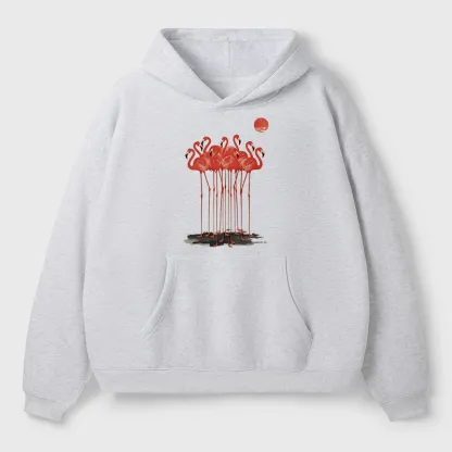 Tokyo-Tiger Flamingos at Dusk Aldult Fleece Hoodie