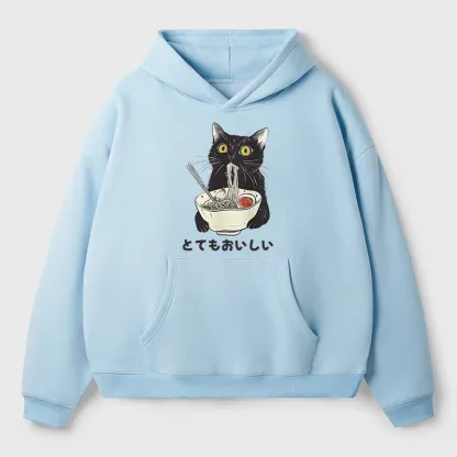 Tokyo-Tiger Cats Eat Ramen Noodles Aldult Fleece Hoodie