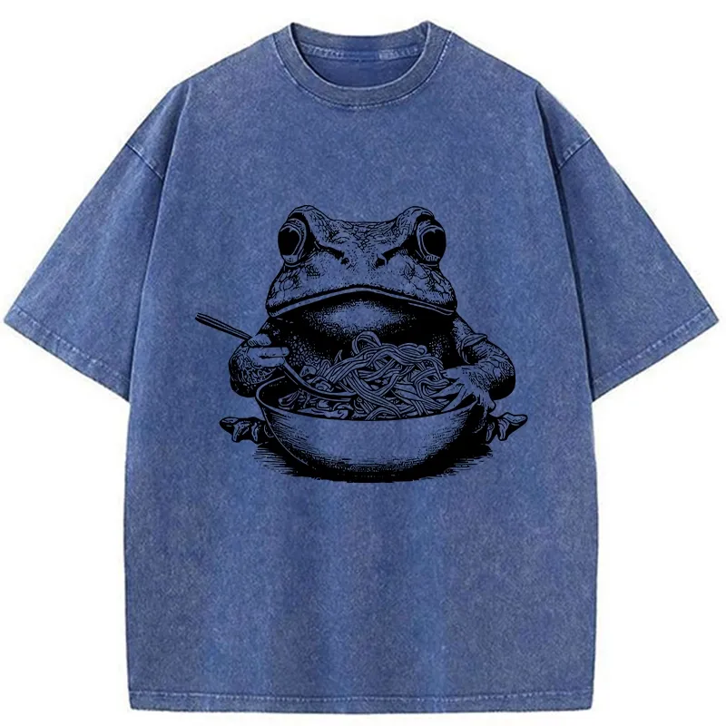 Tokyo-Tiger Obsessed With Ramen Frog Washed T-Shirt