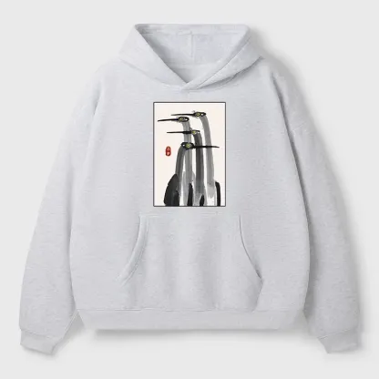 Tokyo-Tiger Japanese Crane Poster Aldult Fleece Hoodie
