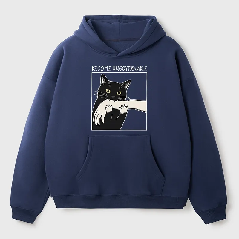 Tokyo-Tiger Black Cat Biting Aldult Fleece Hoodie