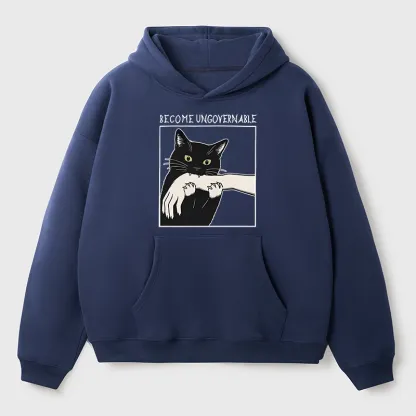 Tokyo-Tiger Black Cat Biting Aldult Fleece Hoodie