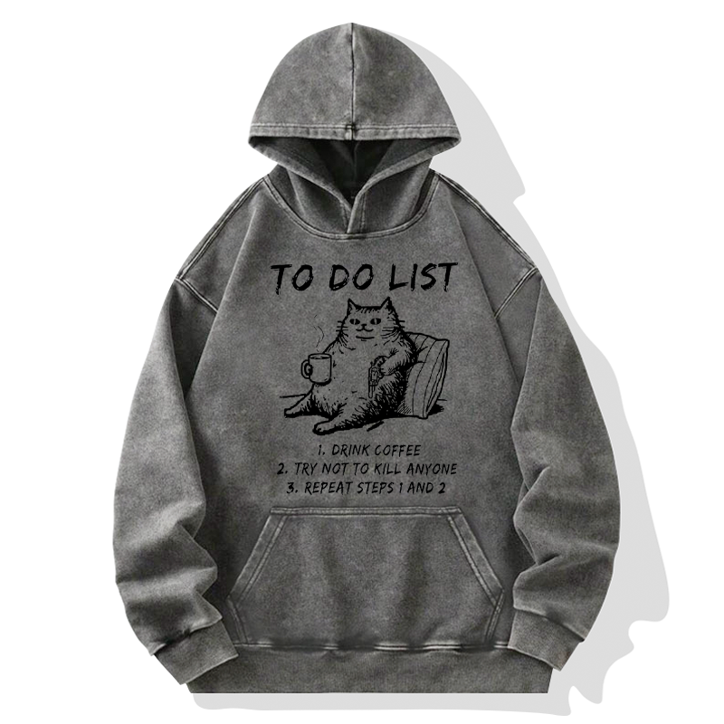 Tokyo-Tiger Cat's To-Do List Washed Hoodie