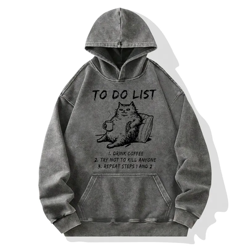 Tokyo-Tiger Cat's To-Do List Washed Hoodie